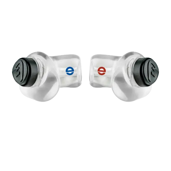 Paar transparente, individuell angepasste Gehörschutz-Stöpsel mit Filter