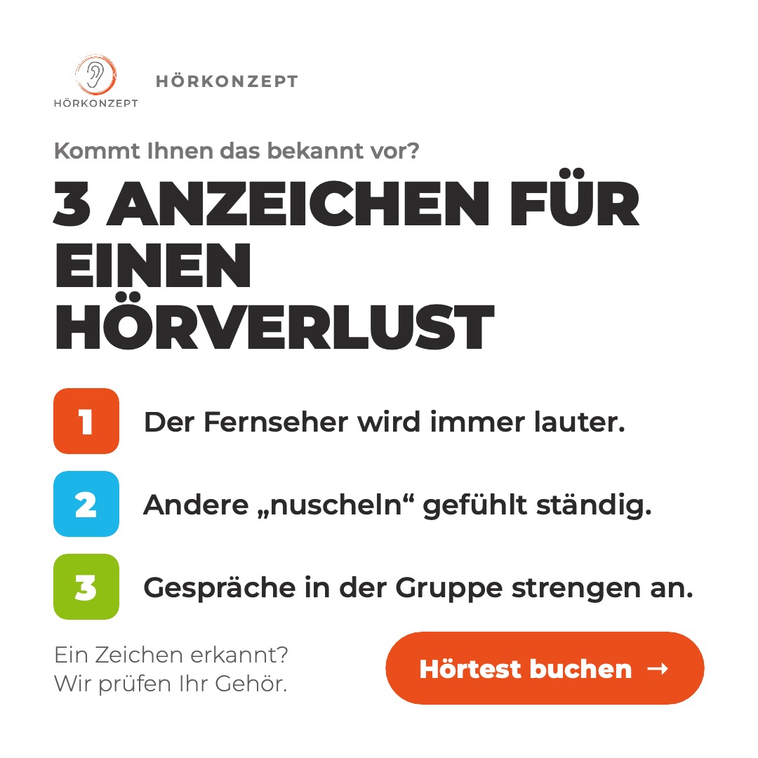 Hörverlust kommt selten von heute auf morgen – er schleicht sich langsam in den Alltag. 👂

Vielleicht dreht man den Fernseher etwas lauter. Vielleicht hat man das Gefühl, die anderen würden nuscheln. Und in geselliger Runde wird Zuhören anstrengend. Das sind typische Anzeichen – und der beste Zeitpunkt, einmal genauer hinzuhören.

Ein Hörtest dauert nur wenige Minuten, ist völlig unverbindlich und in Buxtehude, Winsen (Luhe) und Buchholz für Sie kostenlos. Lieber einmal zu früh als zu spät. 🙂

👉 Jetzt kostenlosen Hörtest vereinbaren – Link in Bio.

#Hörtest #Hörverlust #Hörakustik #Hörkonzept #Buxtehude #Winsen(Luhe) #Buchholz #Prävention #GutHören #Gesundheit